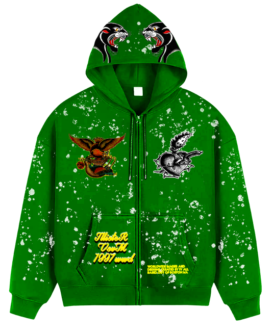 "Real Charged Hearts" Geen Zip Hoodie