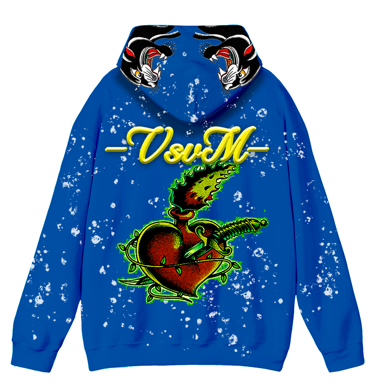 "Real Charged Hearts" Blue Zip Hoodie