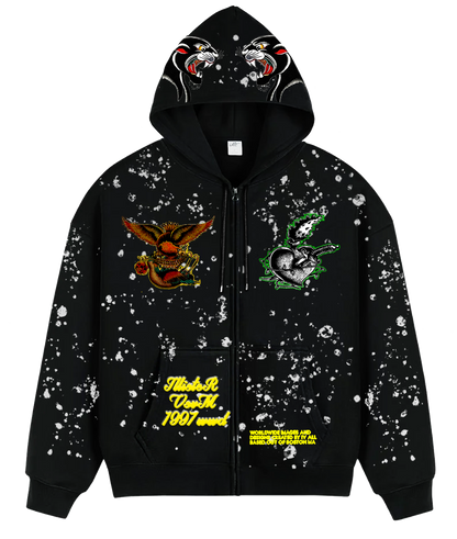 "Real Charged Hearts" Black Zip Hoodie