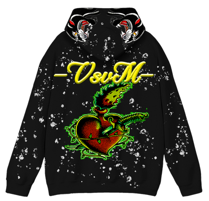 "Real Charged Hearts" Black Zip Hoodie