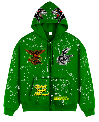 "Real Charged Hearts" Geen Zip Hoodie