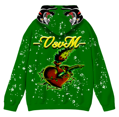 "Real Charged Hearts" Geen Zip Hoodie