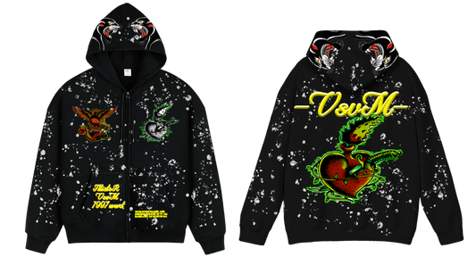 "Real Charged Hearts" Black Zip Hoodie