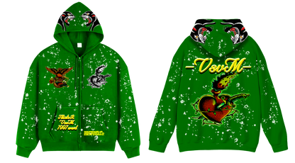 "Real Charged Hearts" Geen Zip Hoodie